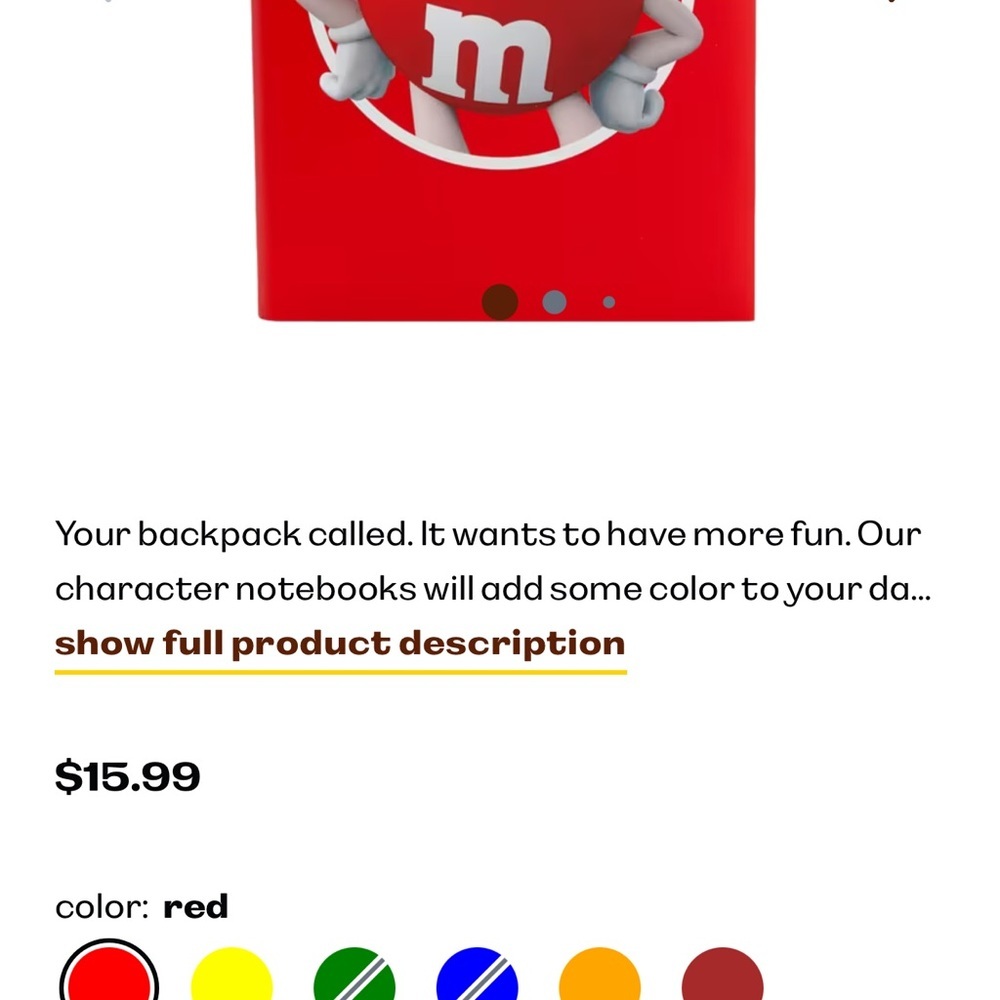 M&M'S Multicolor Hardcover Notebooks - Red Blue Yellow Green Brown Orange - Picture 10 of 12